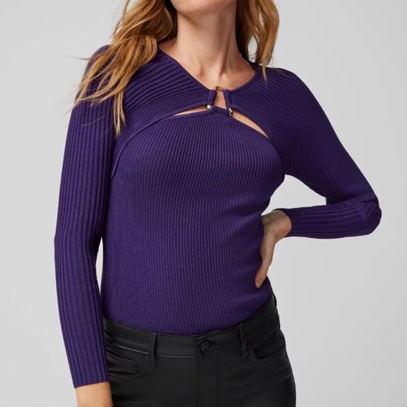 White House Black Market Sweaters - WHBM Long Sleeve Cutout Hardware Pull Over
